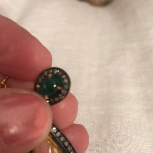 Jennifer Miller YG/SS Citrine/Dia/Emerald Earrings - Picture 6 of 8